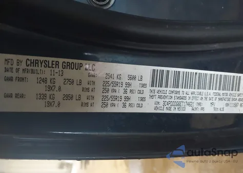 2014 Dodge Journey Limited z USA, uszkodzony, nr VIN 3C4PDDDG6ET174621